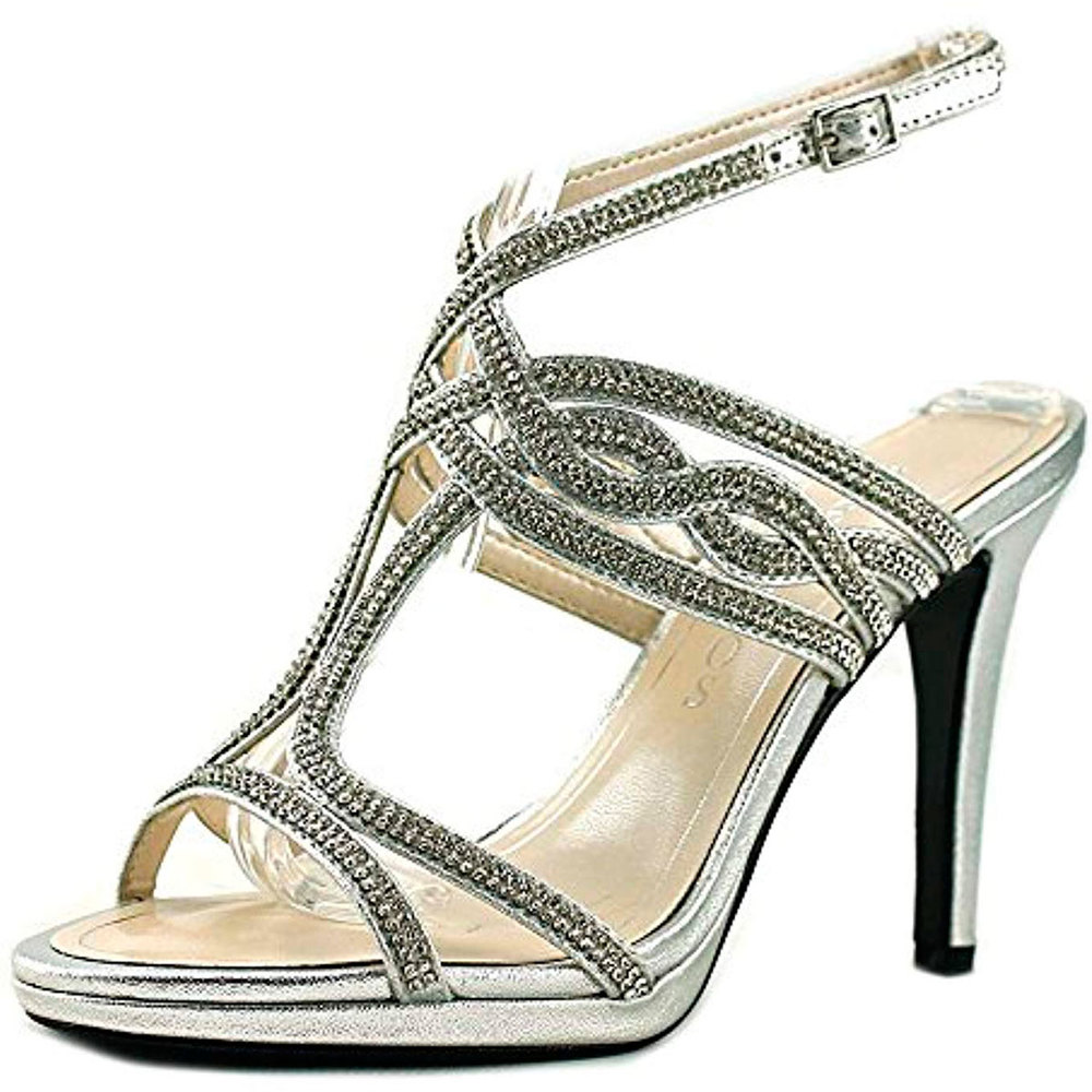 Caparros Heather Embellished Strappy Evening Sandals Silver Metallic 5B